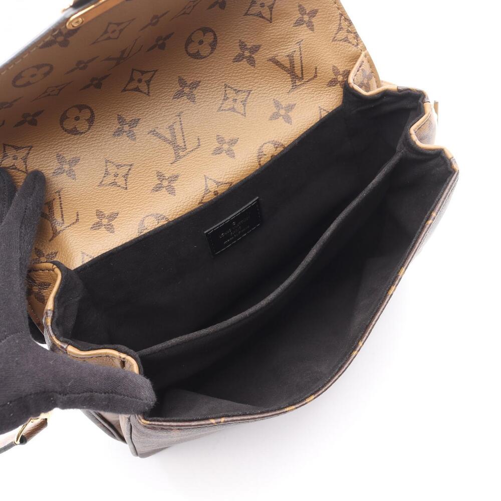 Louis Vuitton Pochette Metis Canvas Brown Handbag Reverse Monogram Leather